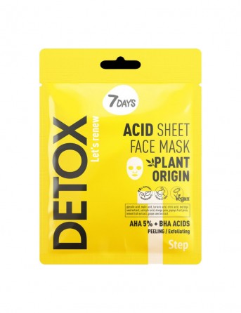 7DAYS DETOX Acid Sheet Face Mask AHA (5%) + BHA...