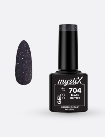 MystiX Gel Polish 704 (Black Giltter) 8ml